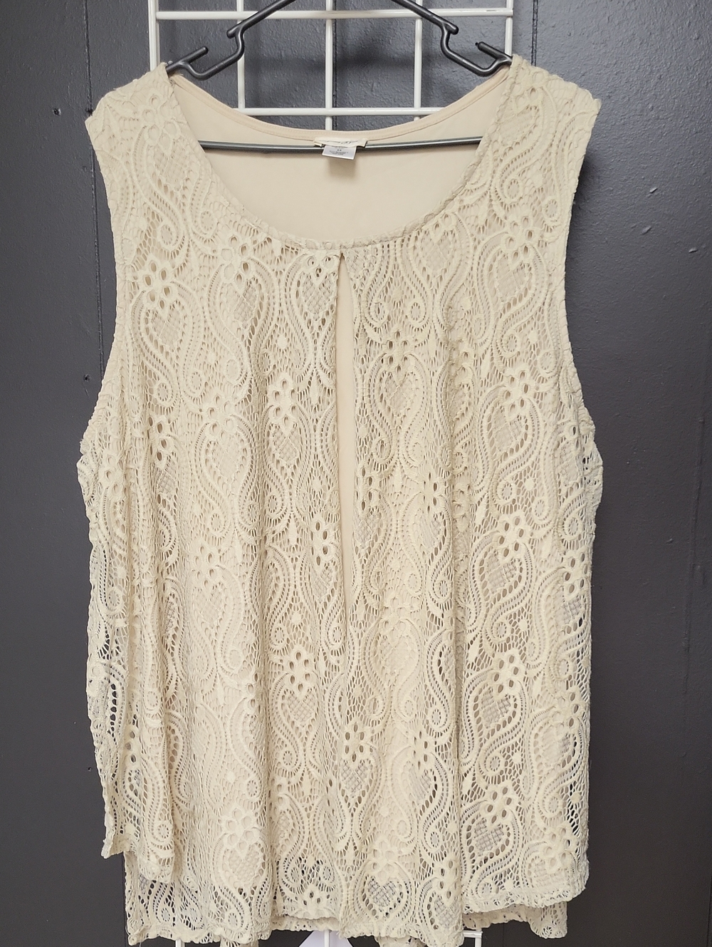 Brittany Black Cream Lace Sleeveless Blouse, 3x